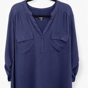 ✨ Torrid Harper Blouse Size 3 Navy Pullover Work Top 💙